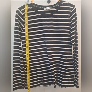 Calvin Klein Monochrome Black Striped Long Sleeved Top Size Small Worn Once